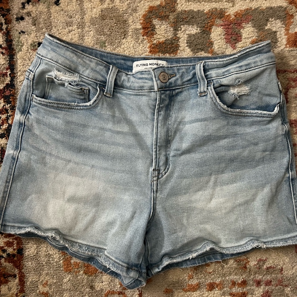 Light Wash Flying Money Denim shorts